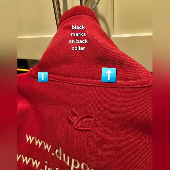 Dupont Jeff Gordon Red Racing Jacket snap front flames on sleeves Size Large - Picture 4 of 14